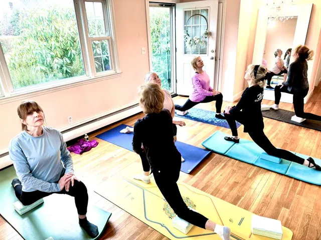 Sessione di conditioning e Floor Barre sui tappetini nello studio VW Dance